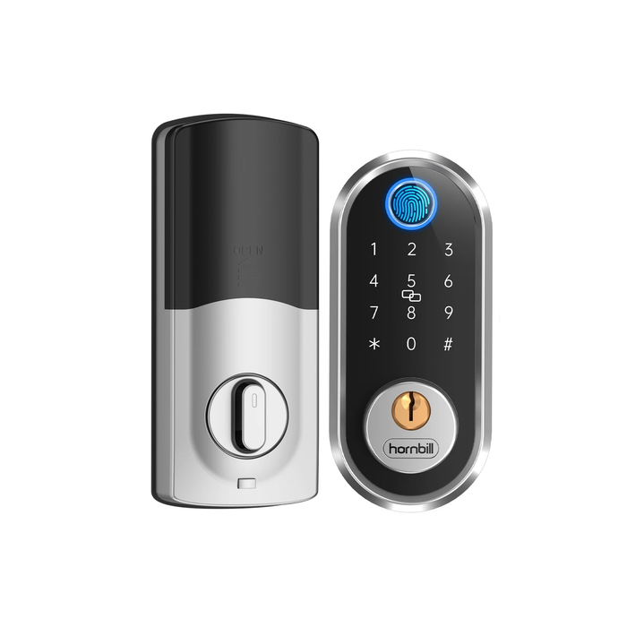 Hornbill Smart Fingerprint Door Lock - Keyless Entry, Digital Deadbolt, IC Card, Keypad, Auto-Lock, with Knob Set for Home Security