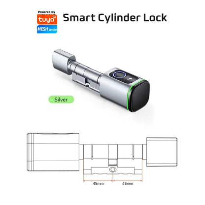 Euro Tuya Smart Fingerprint Electronic Lock with Cylinder – BLE App Control, Key Unlock, Remote Access