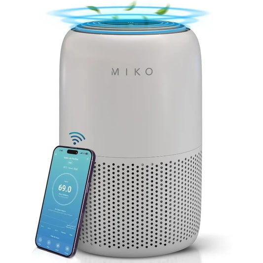 MIKO Smart Air Purifier for Home – HEPA 3-in-1 Filter, WiFi-Enabled, Eliminates Allergies, Pet Hair, and Odors, Covers Up to 1200 sq ft