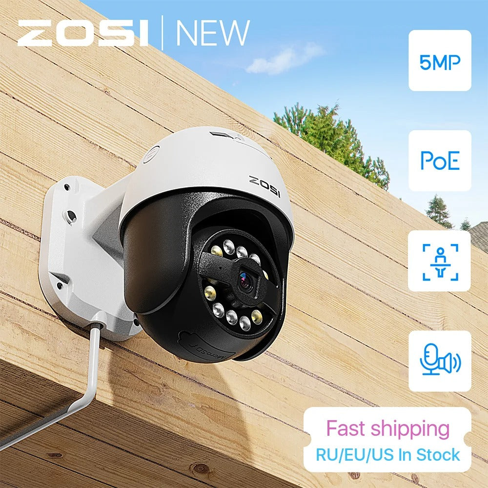 ZOSI C296 5MP 3K PoE PTZ IP Camera – AI Face, Human & Vehicle Detection, Starlight Night Vision