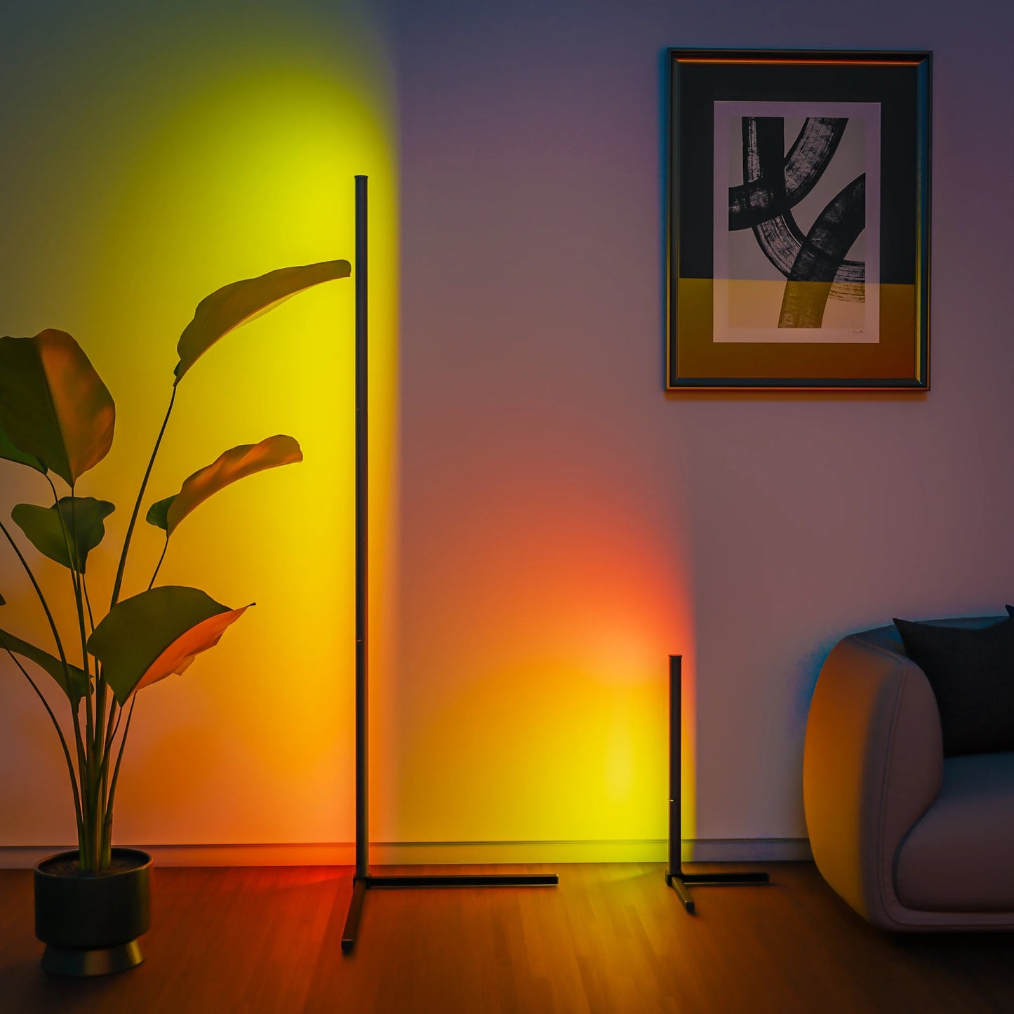 Smart RGB Dream Color Floor Lamp with Music Sync, 16 Million Color Options, APP & Remote Control – Modern Standing Mood Light for Living Room & Bedroom