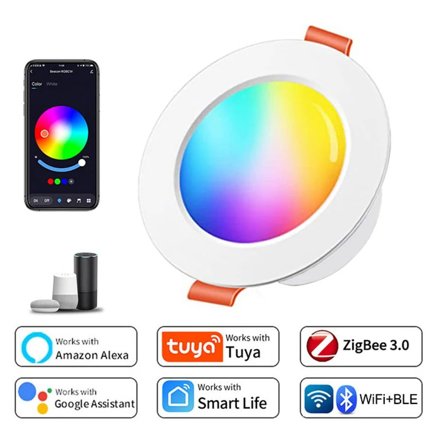 Tuya Smart WiFi & Zigbee LED Downlight - Voice Control, Dimmable Spotlight 5W 7W 10W 15W | Works with Alexa & Google Home