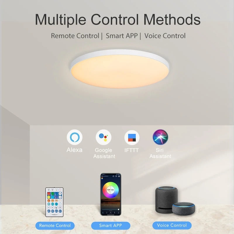 MARPOU 24W Smart RGB LED Ceiling Lamp - WiFi & Voice Control with Alexa, Perfect for Living Room & Bedroom Decoration