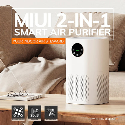 MIUI Air Purifier for Home – H13 True HEPA Filter, 25dB Silent Operation, Eliminates Allergies, Pet Hair & Odors