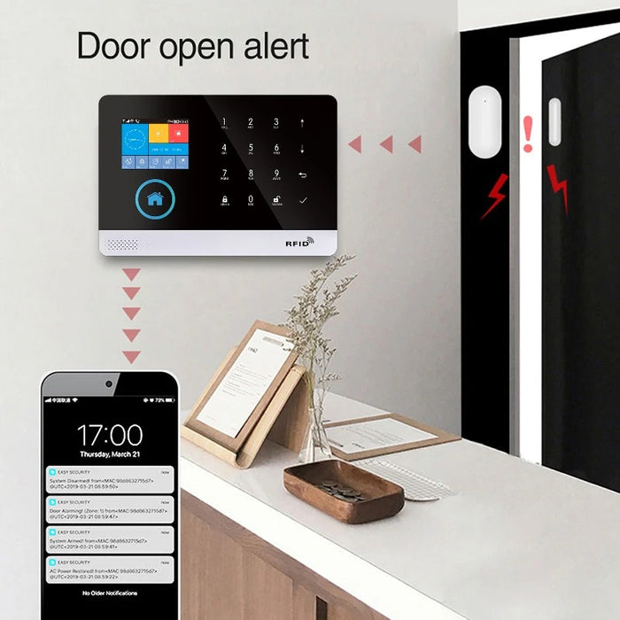 4G WiFi Alarm System - Tuya Smart Life APP | Smart Home Security Kit with PIR and Door Sensors