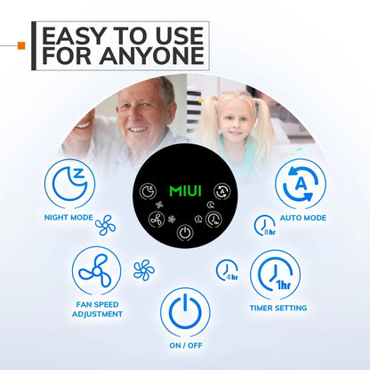 MIUI Air Purifier for Home – H13 True HEPA Filter, 25dB Silent Operation, Eliminates Allergies, Pet Hair & Odors