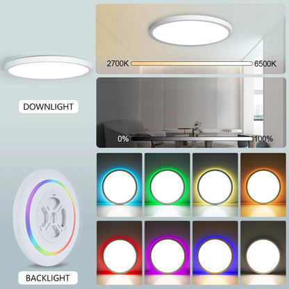 MARPOU Tuya LED Ceiling Lamp - Modern RGB Smart Light with Voice Control | Works with Alexa & Google for Bedroom & Living Room