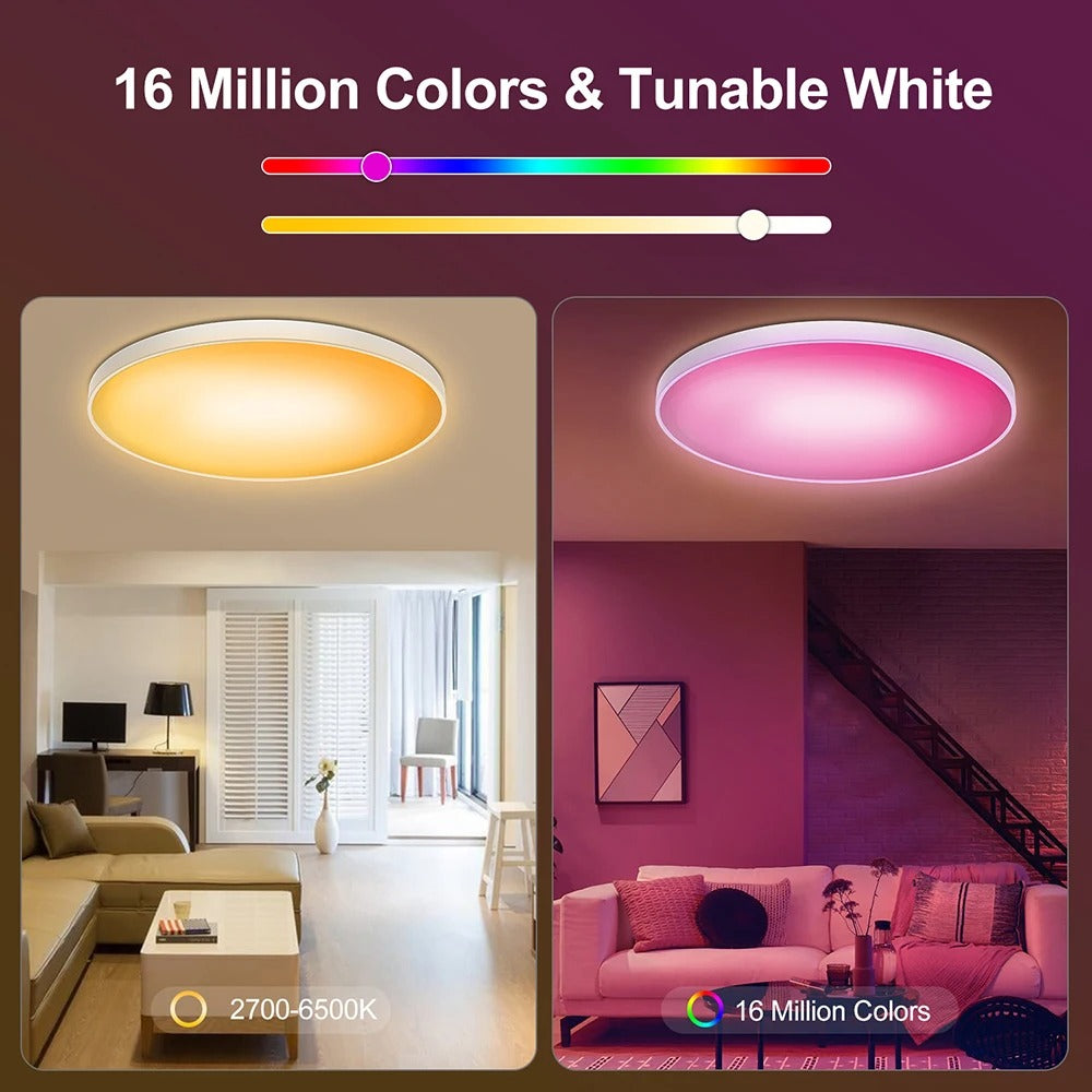 Smart RGBWW LED Ceiling Lamp with WiFi & Magic Home App – Voice-Controlled Panel Light for Bedroom & Living Room, Works with Alexa & Google Home