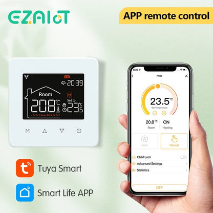 Tuya Smart Home Thermostat for Water & Electric Floor Heating – WiFi Temperature Control, Remote, Google & Alexa Compatible