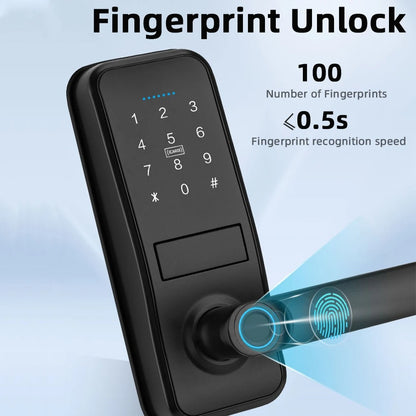 RAYKUBE Smart Fingerprint Door Lock - Biometric Electronic Lock with Tuya App, Fingerprint/Password/Card Unlock