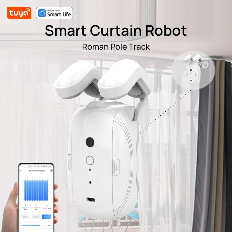 Tuya Bluetooth Smart Curtain Robot – APP Control for Roman Rod Track