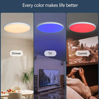 MARPOU Tuya LED Ceiling Lamp - Modern RGB Smart Light with Voice Control | Works with Alexa & Google for Bedroom & Living Room