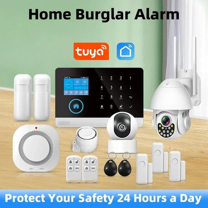 4G WiFi Alarm System - Tuya Smart Life APP | Smart Home Security Kit with PIR and Door Sensors