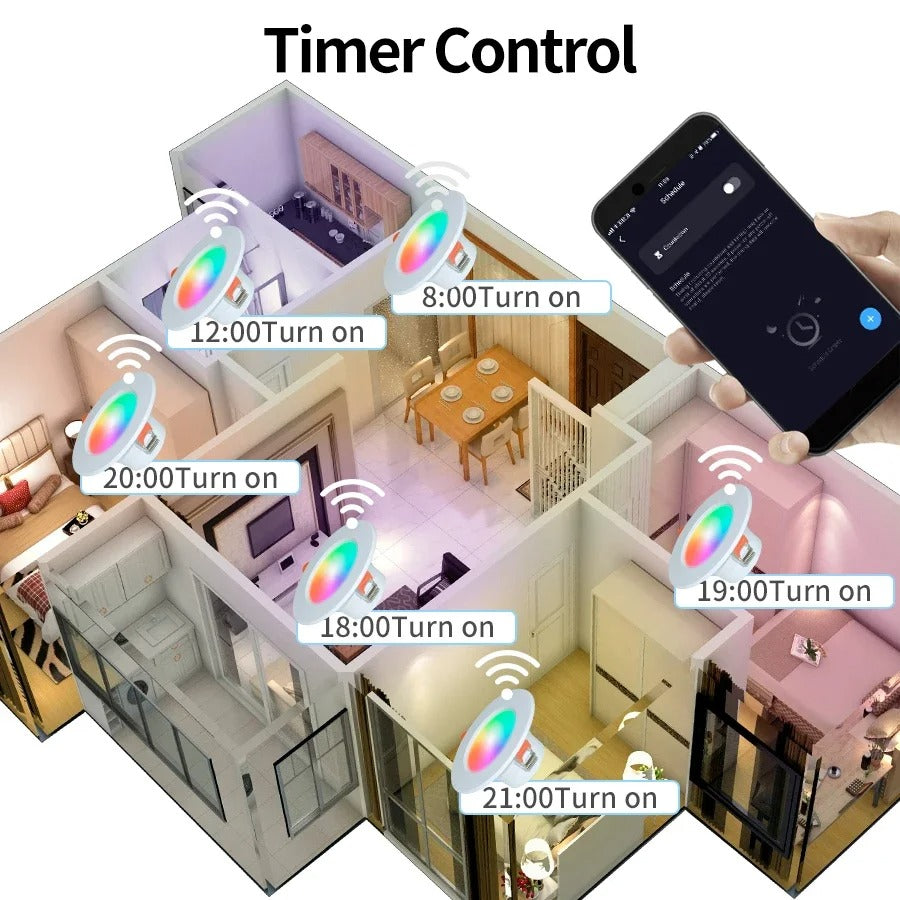 Tuya Smart WiFi & Zigbee LED Downlight - Voice Control, Dimmable Spotlight 5W 7W 10W 15W | Works with Alexa & Google Home