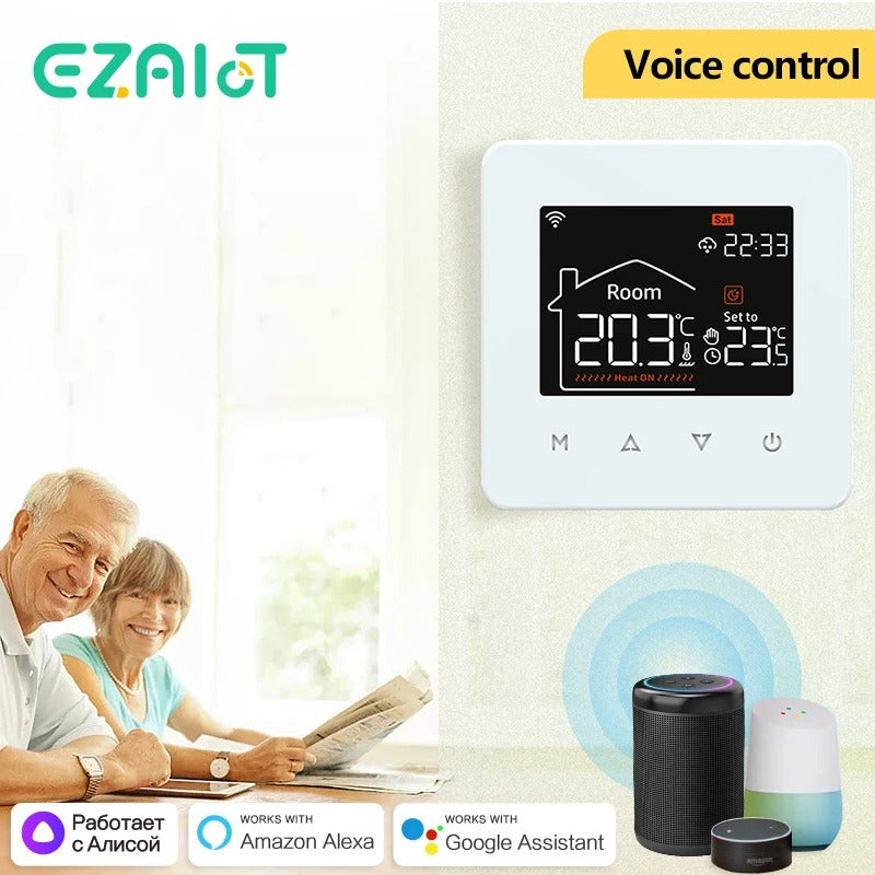 Tuya Smart Home Thermostat for Water & Electric Floor Heating – WiFi Temperature Control, Remote, Google & Alexa Compatible