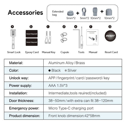 V1 Pro+ Smart Door Lock | TUYA & TTLock | Fingerprint, Password, RFID for Home & Hotel