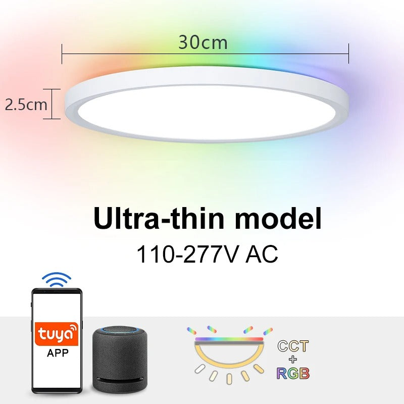 MARPOU Tuya LED Ceiling Lamp - Modern RGB Smart Light with Voice Control | Works with Alexa & Google for Bedroom & Living Room