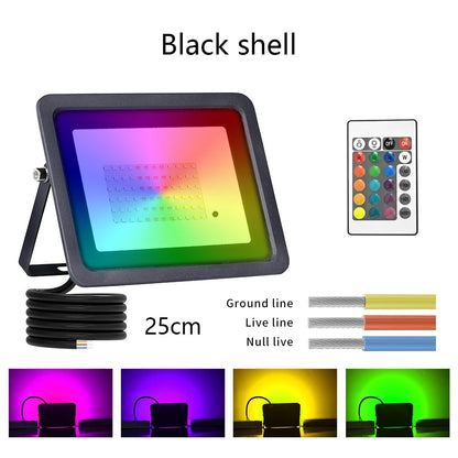 LED RGB Flood Light - 20W/30W/50W/100W Outdoor Spotlight | IP68 Waterproof Reflector | 110V/220V Garden Projector Lamp