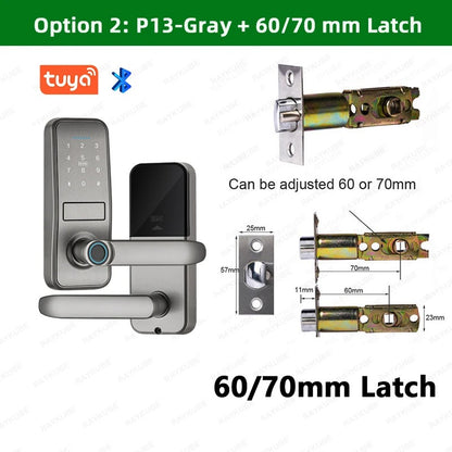 RAYKUBE Smart Fingerprint Door Lock - Biometric Electronic Lock with Tuya App, Fingerprint/Password/Card Unlock