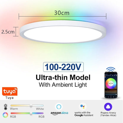 MARPOU 24W Smart RGB LED Ceiling Lamp - WiFi & Voice Control with Alexa, Perfect for Living Room & Bedroom Decoration