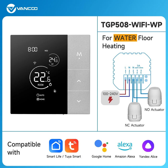 WiFi Thermostat Tuya Smart Home – Temperature Controller for Boiler, Electric & Underfloor Heating, Works with Alexa & Google