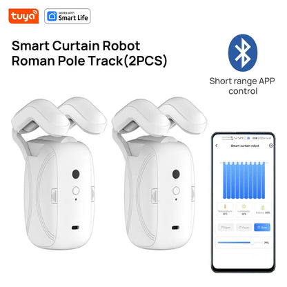 Tuya Bluetooth Smart Curtain Robot – APP Control for Roman Rod Track