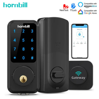 Hornbill WiFi Smart Deadbolt Door Lock with Keypad & App Control – Auto-Lock, Keyless Entry for Home & Office