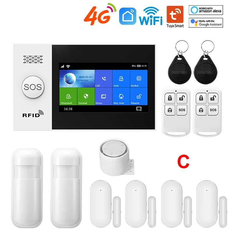 Tuya 4G WiFi Security Alarm System for Home | Wireless 2G/4G Smart Alarm with Alexa Support | Residential Home Security