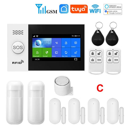 Tuya 4G WiFi Security Alarm System for Home | Wireless 2G/4G Smart Alarm with Alexa Support | Residential Home Security