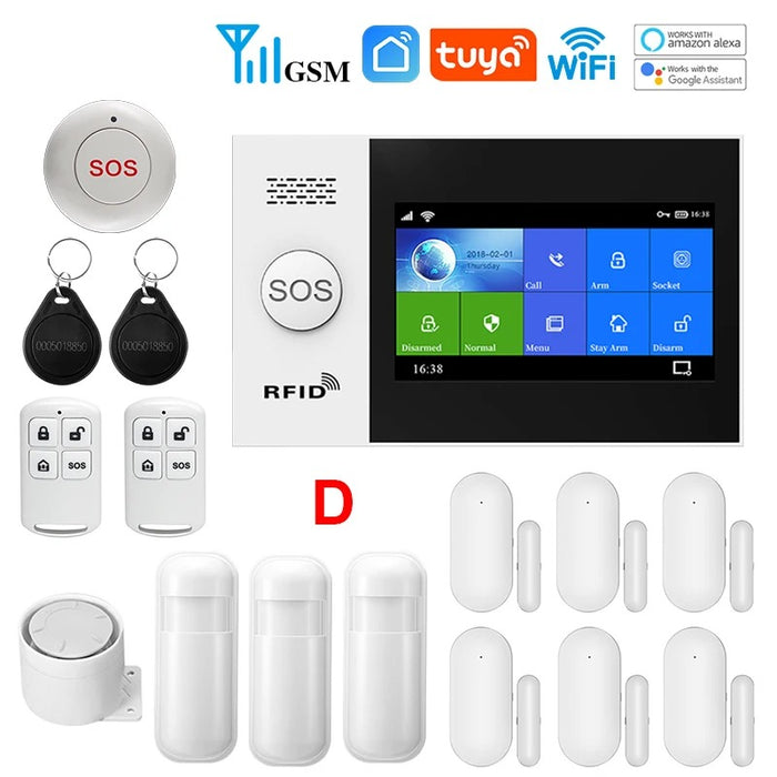 Tuya 4G WiFi Security Alarm System for Home | Wireless 2G/4G Smart Alarm with Alexa Support | Residential Home Security