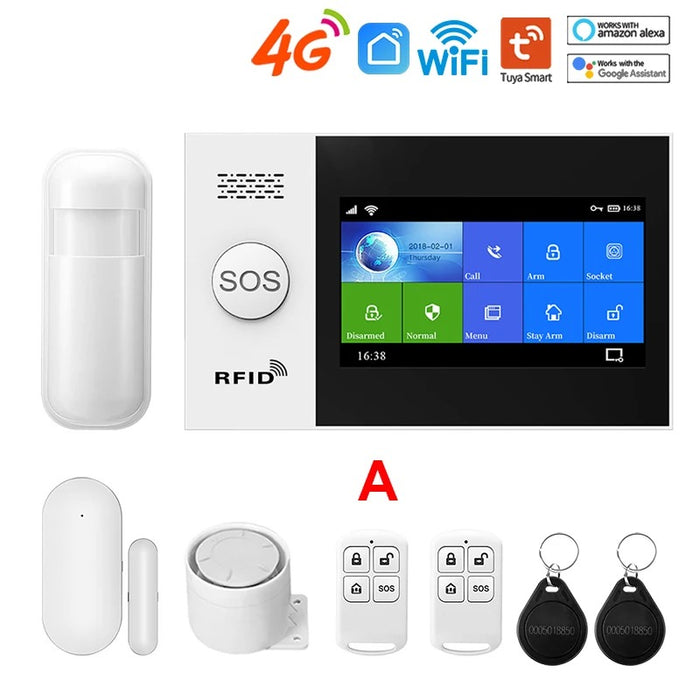 Tuya 4G WiFi Security Alarm System for Home | Wireless 2G/4G Smart Alarm with Alexa Support | Residential Home Security