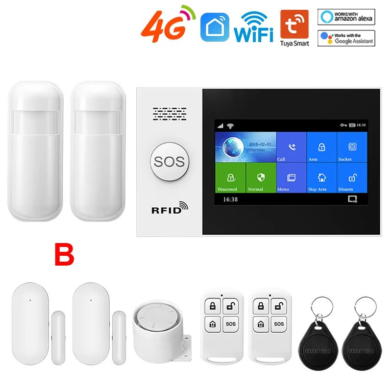 Tuya 4G WiFi Security Alarm System for Home | Wireless 2G/4G Smart Alarm with Alexa Support | Residential Home Security