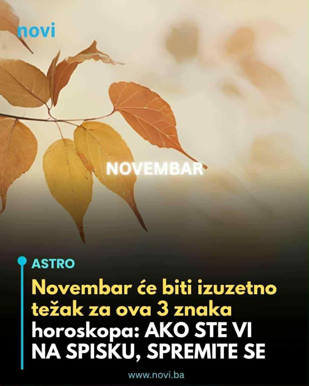 Novembar će biti izuzetno težak za ova 3 znaka horoskopa: AKO STE VI NA SPISKU, SPREMITE SE - featured image Novembar će biti izuzetno težak za ova 3 znaka horoskopa: AKO STE VI NA SPISKU, SPREMITE SE - featured image