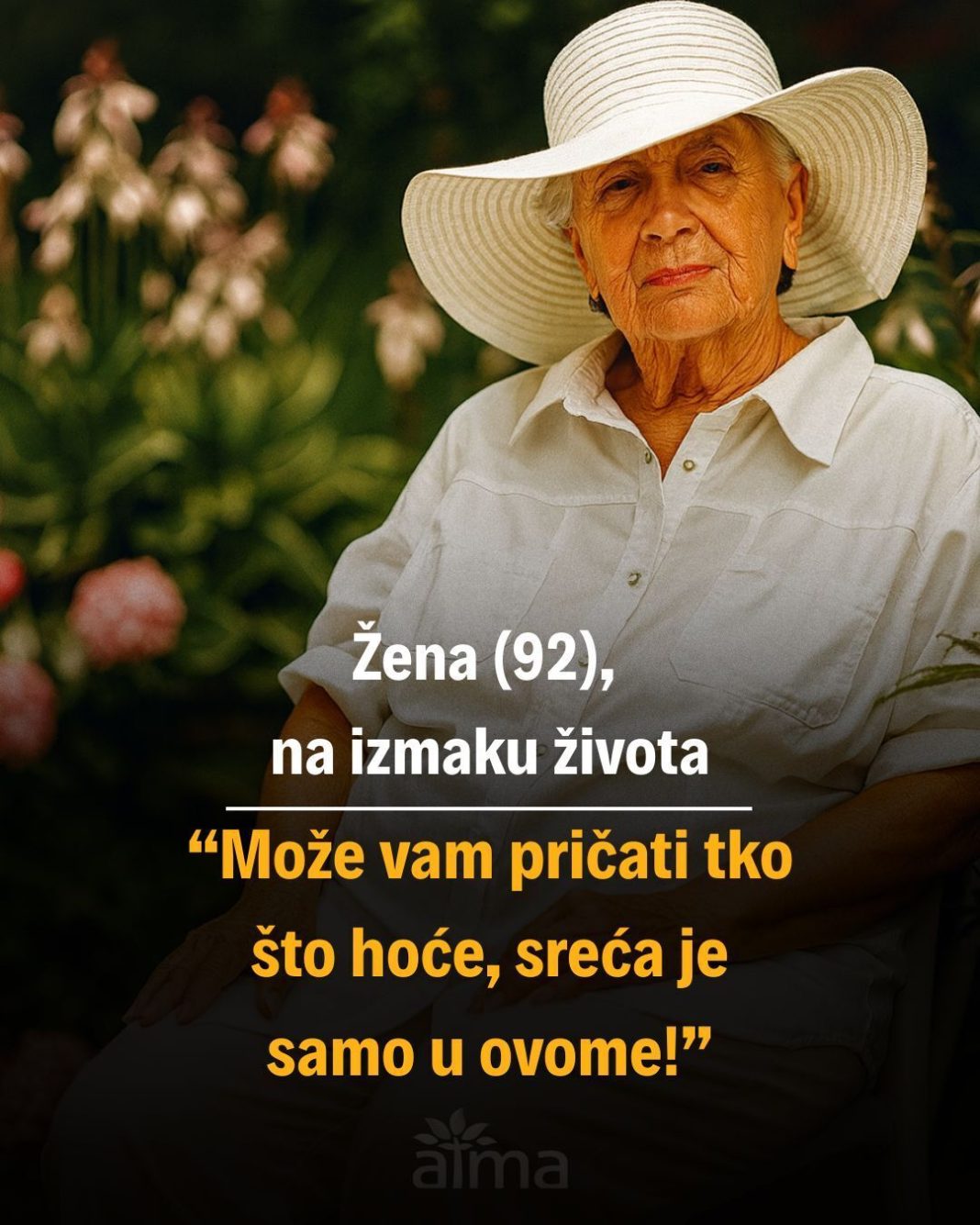 Žena (92), na izmaku života: “Može vam pričati tko što hoće, sreća je samo u ovome!” - featured image Žena (92), na izmaku života: “Može vam pričati tko što hoće, sreća je samo u ovome!” - featured image