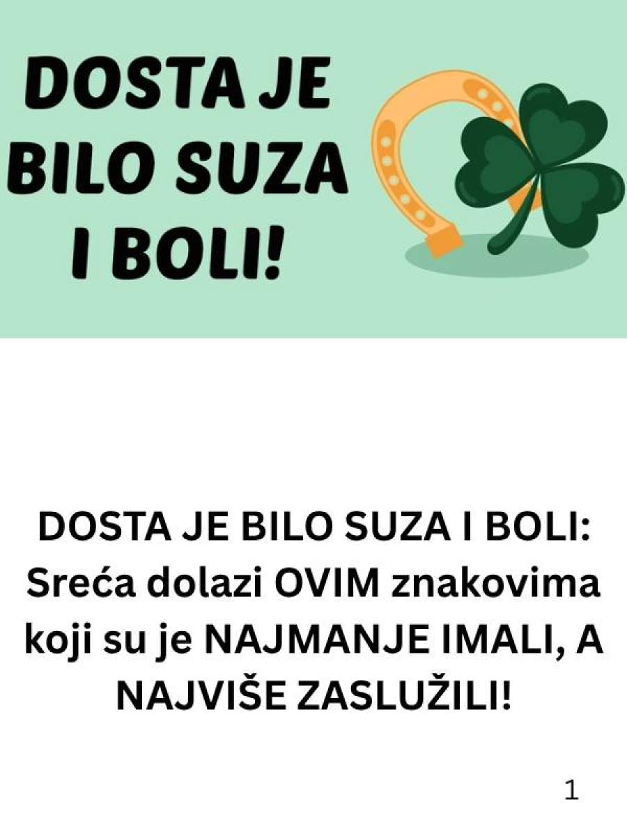 D0STA JE SUZA l B0Ll: Sreća stiže ovim znakovima koji su je najmanje imali, a najviše zaslužili! - featured image D0STA JE SUZA l B0Ll: Sreća stiže ovim znakovima koji su je najmanje imali, a najviše zaslužili! - featured image