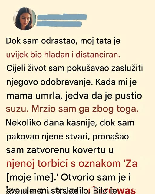 Od detinjstva sam osećala da je moj otac distanciran čovek. Retko je pokazivao emocije… - featured image Od detinjstva sam osećala da je moj otac distanciran čovek. Retko je pokazivao emocije… - featured image