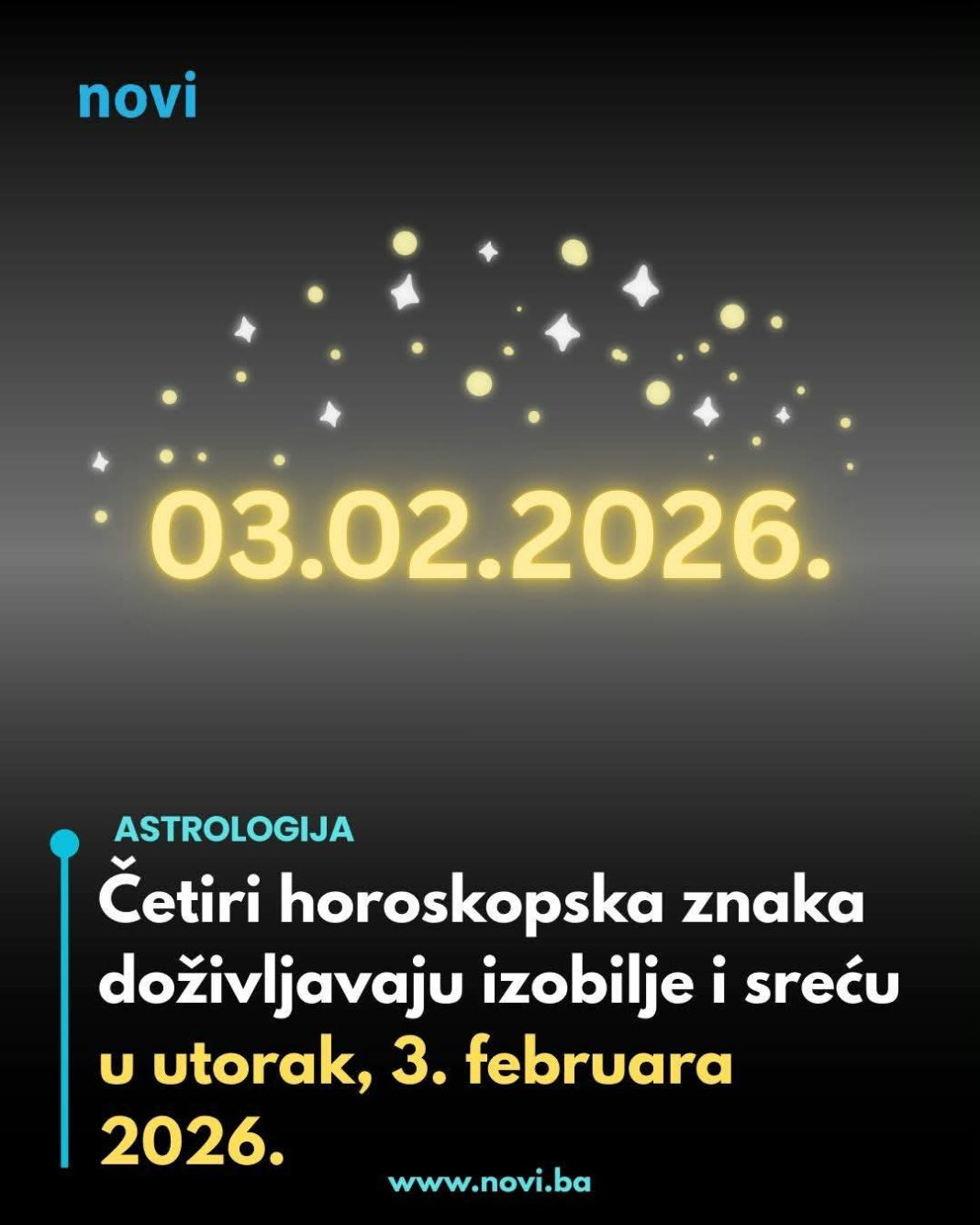 Četiri horoskopska znaka doživljavaju izobilje i sreću u utorak, 3. februara 2026. - featured image