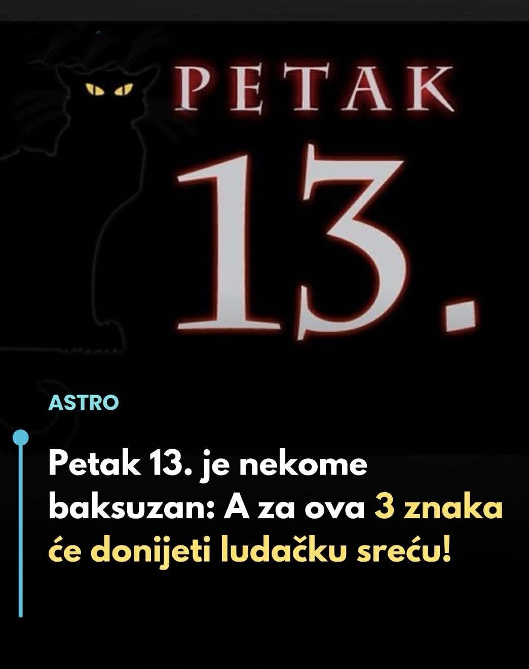 PETAK 13. je nekome baksuzan:A za ova 3 znaka će donijeti ludačku sreću! - featured image