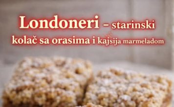 Londoneri, starinski kolač sa orasima i kajsija marmeladom Londoneri, starinski kolač sa orasima i kajsija marmeladom - featured image