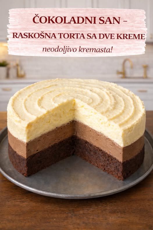 Čokoladni san, raskošna torta sa dve kreme - featured image Čokoladni san, raskošna torta sa dve kreme - featured image