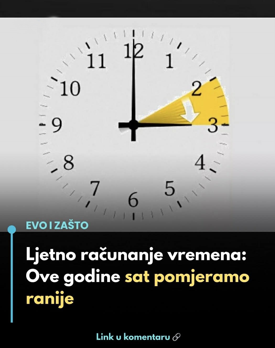 Ljetno računanje vremena: Ove godine sat pomjeramo ranije… - featured image Ljetno računanje vremena: Ove godine sat pomjeramo ranije… - featured image