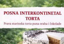 Posna interkontinental torta, prava starinska torta puna oraha i čokolade Posna interkontinental torta, prava starinska torta puna oraha i čokolade - featured image