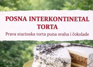 Posna interkontinental torta, prava starinska torta puna oraha i čokolade Posna interkontinental torta, prava starinska torta puna oraha i čokolade - featured image