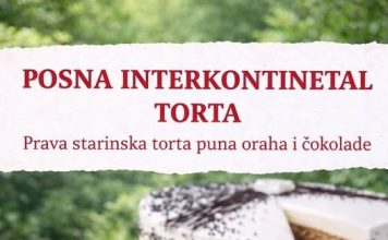 Posna interkontinental torta, prava starinska torta puna oraha i čokolade Posna interkontinental torta, prava starinska torta puna oraha i čokolade - featured image