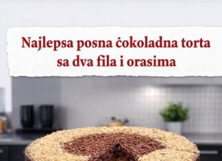 Najljepsa posna čokoladna torta sa dva fila i orasima Najljepsa posna čokoladna torta sa dva fila i orasima - featured image