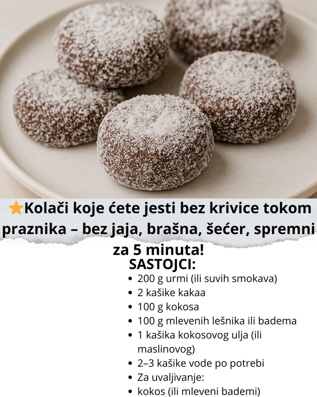 Kolači koje ćete jesti bez krivice tokom praznika – bez jaja, brašna, šećer, spremni za 5 minuta! - featured image
