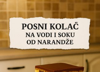 POSNI KOLAČ NA VODI I SOKU OD NARANDŽE-Posni kolač za 5 minuta pripreme POSNI KOLAČ NA VODI I SOKU OD NARANDŽE-Posni kolač za 5 minuta pripreme - featured image
