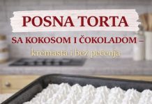 Posna torta sa kokosom i čokoladom. Kremasta i bez pečenja, pravi se za čas! Posna torta sa kokosom i čokoladom. Kremasta i bez pečenja, pravi se za čas! - featured image