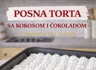 Posna torta sa kokosom i čokoladom. Kremasta i bez pečenja, pravi se za čas! Posna torta sa kokosom i čokoladom. Kremasta i bez pečenja, pravi se za čas! - featured image