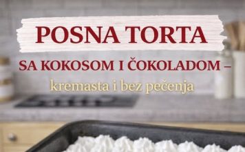 Posna torta sa kokosom i čokoladom. Kremasta i bez pečenja, pravi se za čas! Posna torta sa kokosom i čokoladom. Kremasta i bez pečenja, pravi se za čas! - featured image